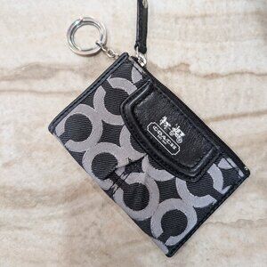 Vintage Y2K Coach Mini Card Coin ID Case Holder Wallet Key Chain Black Silver